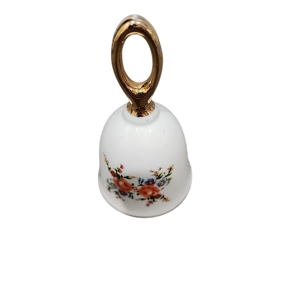 Vintage Hand Painted Roses Porcelain Bell